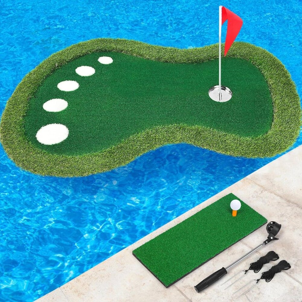 Floating Golf Green for Pool Chipping Green with Ball Retriever No Drifting